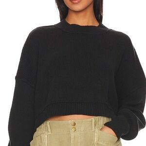 Free People Easy Street Cropped Ribbed Sweater - small